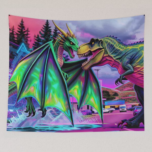Item preview, Green Dragon vs Dinosaur designed and sold by NaturePrints.