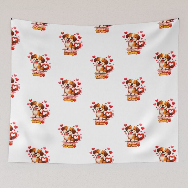 Item preview, You Make My Tail Wag – Cute Dog Valentine Illustration designed and sold by Bettybee00.