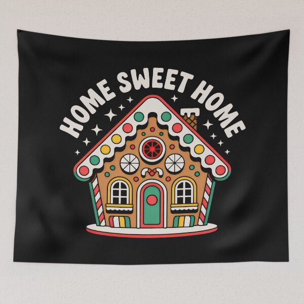 Item preview, Home Sweet Home Retro Gingerbread House Art designed and sold by SplashTastic.
