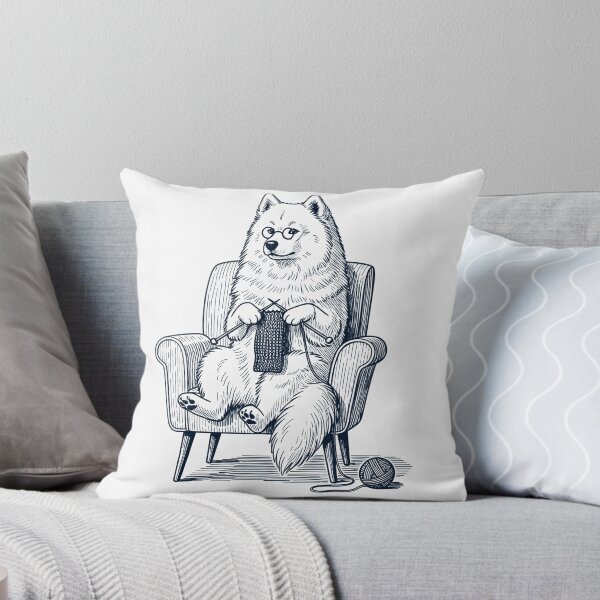 Item preview, Vintage Samoyed Dog Knitting Knit Gift Dog Lover designed and sold by DoodleTortle.