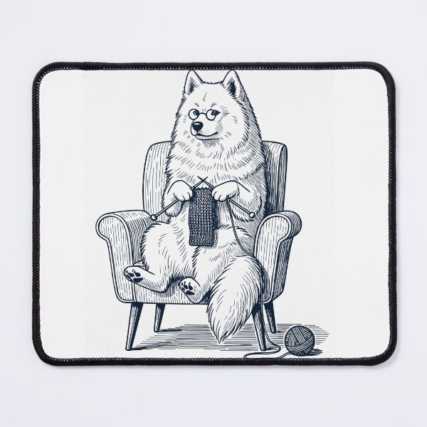 Item preview, Vintage Samoyed Dog Knitting Knit Gift Dog Lover designed and sold by DoodleTortle.