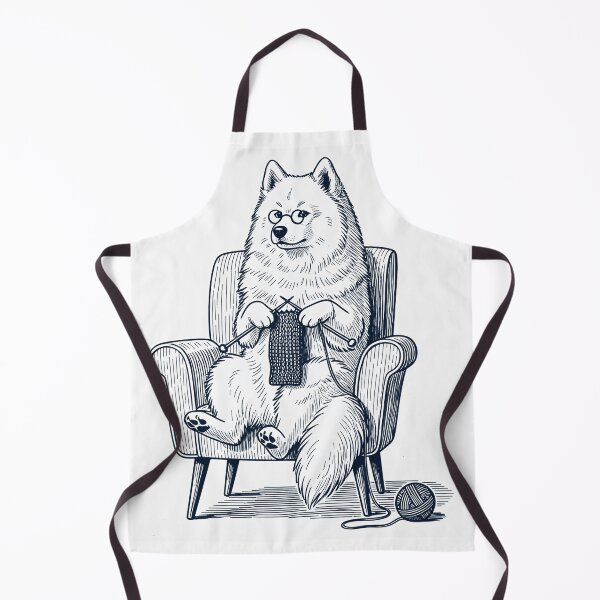 Item preview, Vintage Samoyed Dog Knitting Knit Gift Dog Lover designed and sold by DoodleTortle.