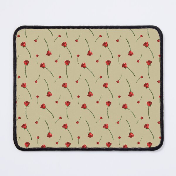 Item preview, Red flowers on beige background with a repeated pattern in a simple design for fabric or wallpaper use designed and sold by Ms. Iryna.