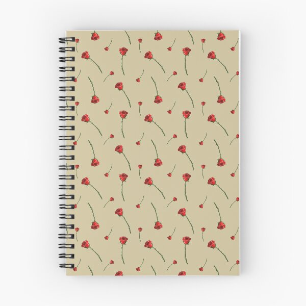 Item preview, Red flowers on beige background with a repeated pattern in a simple design for fabric or wallpaper use designed and sold by Ms. Iryna.