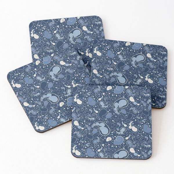 Item preview, Sea Shell Paisley in dark night navy blue designed and sold by LisaLeQuelenec.