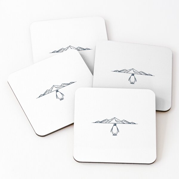 Item preview, Lonely Penguin Walking Toward the Mountains – Minimal Illustration designed and sold by MertsArt.