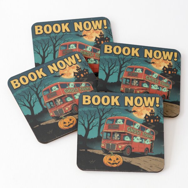 Item preview, Ghost Tour Bus Halloween Art Print | Retro Spooky Illustration | Haunted Night Travel Poster designed and sold by AbstractAuraArt.