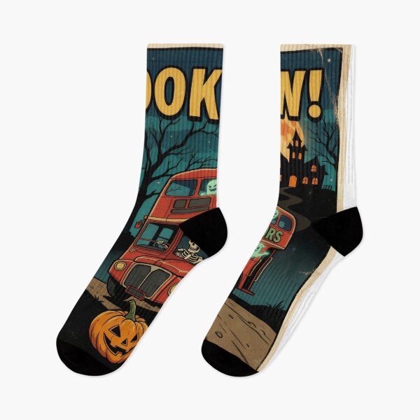 Item preview, Ghost Tour Bus Halloween Art Print | Retro Spooky Illustration | Haunted Night Travel Poster designed and sold by AbstractAuraArt.