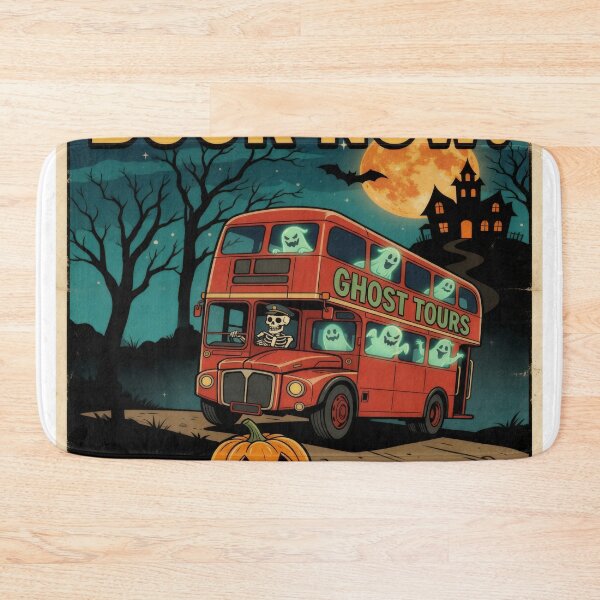 Item preview, Ghost Tour Bus Halloween Art Print | Retro Spooky Illustration | Haunted Night Travel Poster designed and sold by AbstractAuraArt.