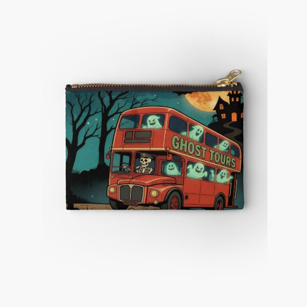 Item preview, Ghost Tour Bus Halloween Art Print | Retro Spooky Illustration | Haunted Night Travel Poster designed and sold by AbstractAuraArt.