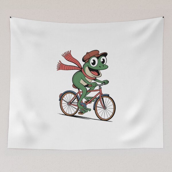 Item preview, Green Frog with Scarf & Hat On A Bicycle designed and sold by Peter Stawicki.