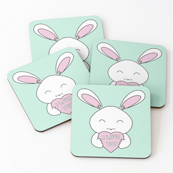 Item preview, I LOVE YOU Cute White Rabbit designed and sold by HugSomeNettles.