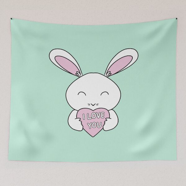 Item preview, I LOVE YOU Cute White Rabbit designed and sold by HugSomeNettles.