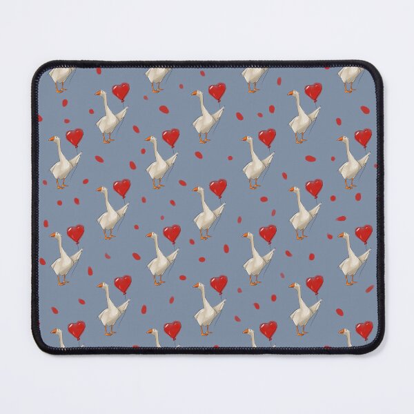 Item preview, Pattern of geese with heart shapes and petals on blue background for decorative use in crafts and prints designed and sold by Ms. Iryna.