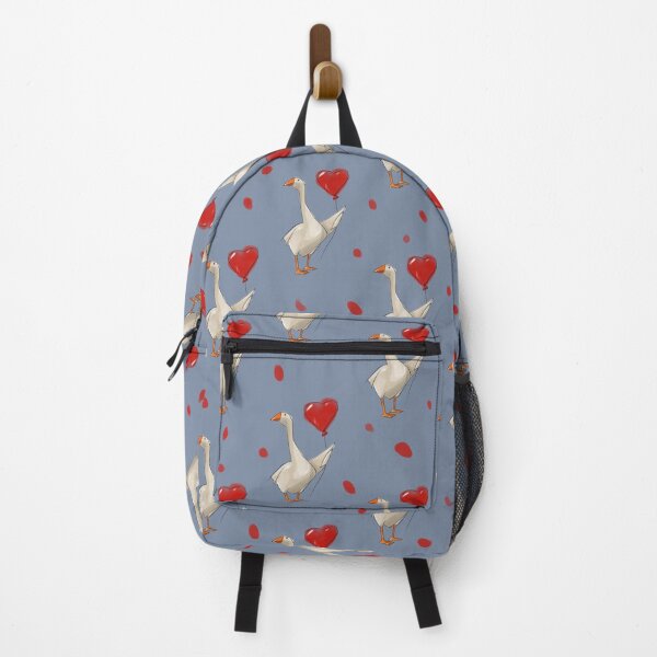 Item preview, Pattern of geese with heart shapes and petals on blue background for decorative use in crafts and prints designed and sold by Ms. Iryna.