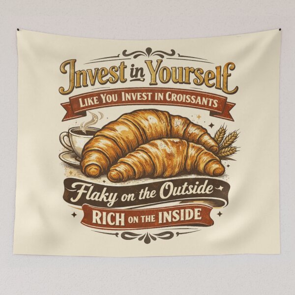 Item preview, Invest In Yourself Like Croissants Retro Quote Design designed and sold by Iuqiune.