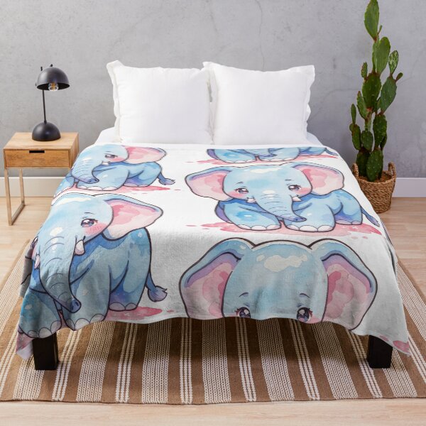 Item preview, Watercolor Sweet Baby Elephant with Pink Ears designed and sold by Jagamusubi.
