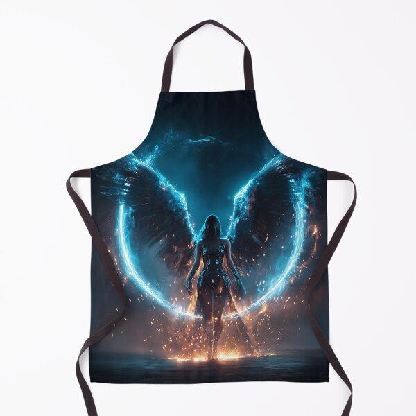 Item preview, Fallen Neon Angel – Dark Wings & Blue Fire Fantasy Art designed and sold by VisionaryVeils.