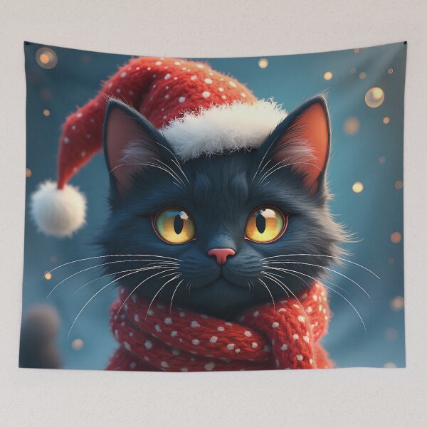 Item preview, Christmas Black Cat  designed and sold by SoniaSarkali.