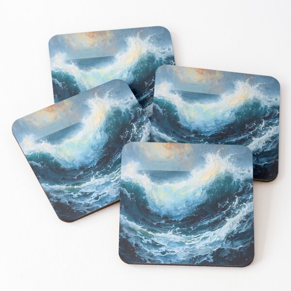 Item preview, Azure Crest: Modern Abstract Impasto Deep Blue Ocean Wave and White Seafoam Art designed and sold by Cozyartsss.