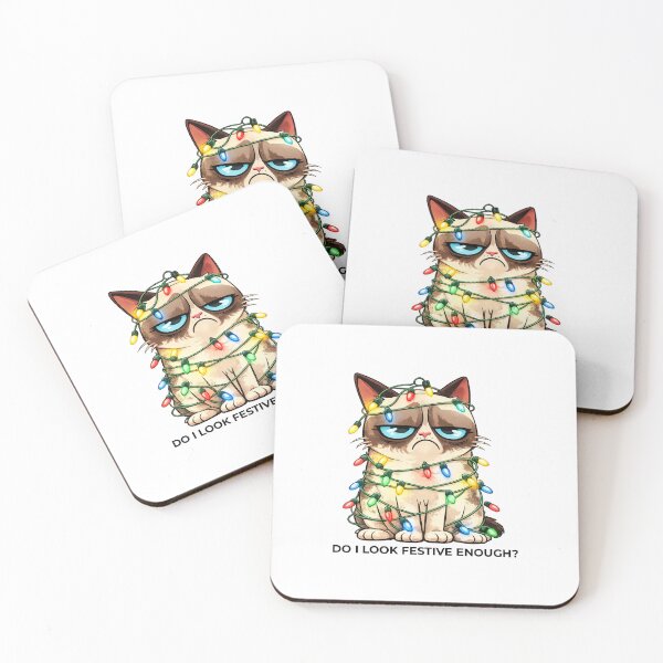 Item preview, Grumpy Cat Festive Lights Enough designed and sold by mumforlife.