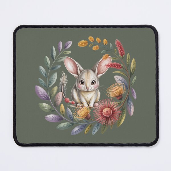 Item preview, Cute Bilby Wildflower Wreath Art Print – Australian Floral Nursery Decor designed and sold by Wennebabs.