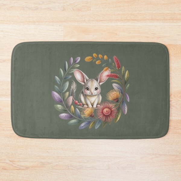 Item preview, Cute Bilby Wildflower Wreath Art Print – Australian Floral Nursery Decor designed and sold by Wennebabs.