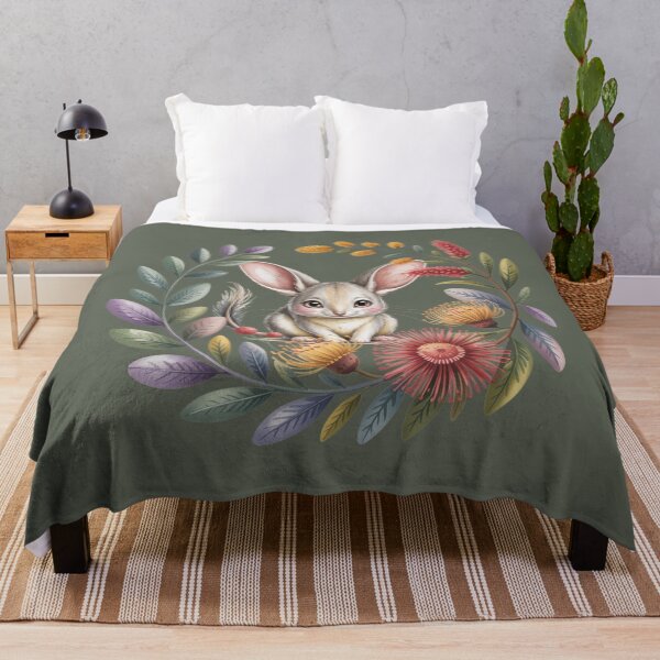 Item preview, Cute Bilby Wildflower Wreath Art Print – Australian Floral Nursery Decor designed and sold by Wennebabs.