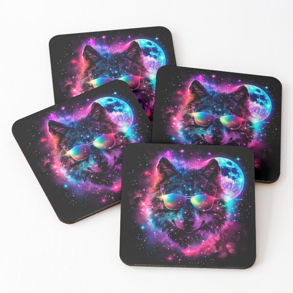 Item preview, Cosmic Wolf with Sunglasses – Dark Spectrum Galaxy Art designed and sold by PSYNOVA.
