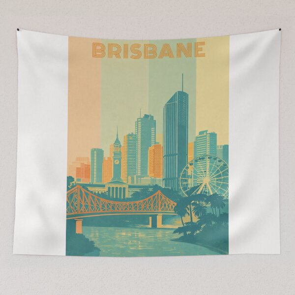Item preview, Brisbane Riverfront with Wheel of Brisbane, City Hall and Skyscrapers designed and sold by Places On Earth.