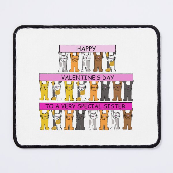 Item preview, Valentine for Sister Cartoon Cats Holding Banners designed and sold by KateTaylor.