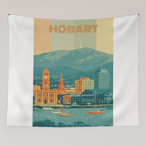 Item preview, Hobart Waterfront with Town Hall, Sailboats and Mount Wellington designed and sold by Places On Earth.