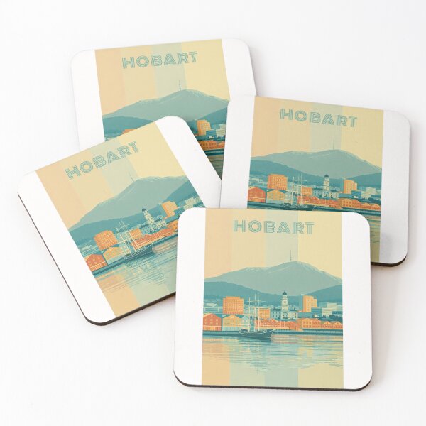 Item preview, Hobart Harborfront with Historic Docks, Mount Wellington and Tall Ship designed and sold by Places On Earth.