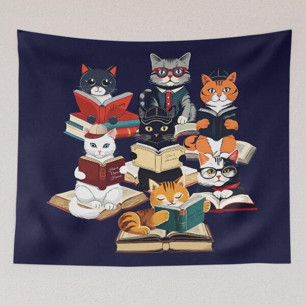 Item preview, Cats Reading Illustration | Cat Art | Book Lover designed and sold by UnhingedBird.