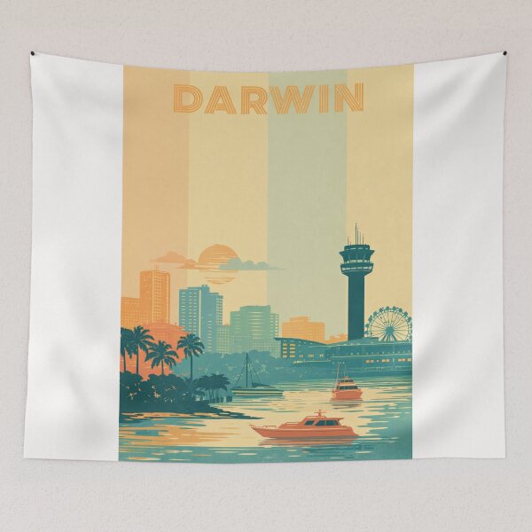 Item preview, Darwin Waterfront with Skyline, Ferris Wheel and Marina Boats at Sunset designed and sold by Places On Earth.