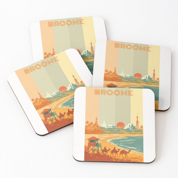 Item preview, Broome Sunset Coastline with Courthouse, Tower and Cable Beach Camels designed and sold by Places On Earth.