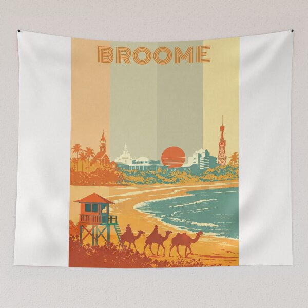 Item preview, Broome Sunset Coastline with Courthouse, Tower and Cable Beach Camels designed and sold by Places On Earth.