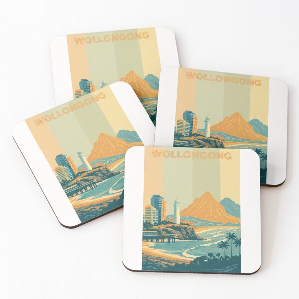 Item preview, Wollongong Coastline with Skyscrapers, Lighthouse and Mount Keira designed and sold by Places On Earth.