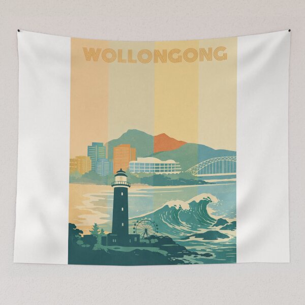 Item preview, Wollongong Seaside with Lighthouse, Ferris Wheel and Ocean Waves designed and sold by Places On Earth.