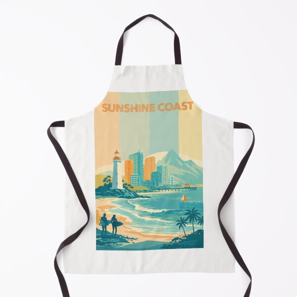 Item preview, Sunshine Coast Skyline with Lighthouse, Pier and Surfers at Beach designed and sold by Places On Earth.