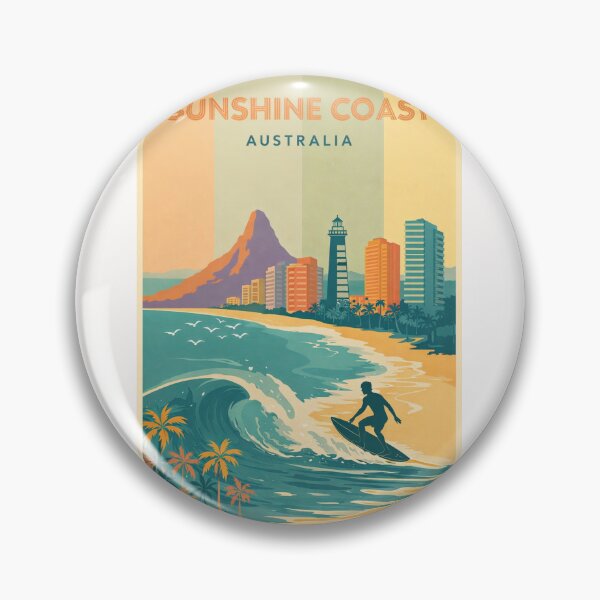 Item preview, Sunshine Coast Surfing with Lighthouse, Palm Trees and Mountain View designed and sold by Places On Earth.