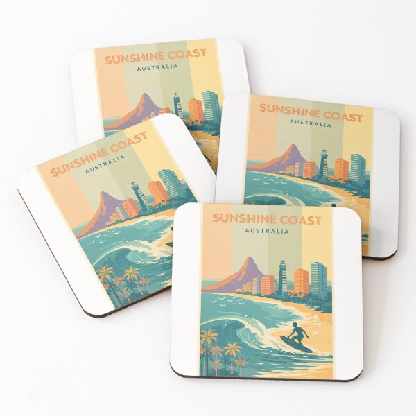Item preview, Sunshine Coast Surfing with Lighthouse, Palm Trees and Mountain View designed and sold by Places On Earth.