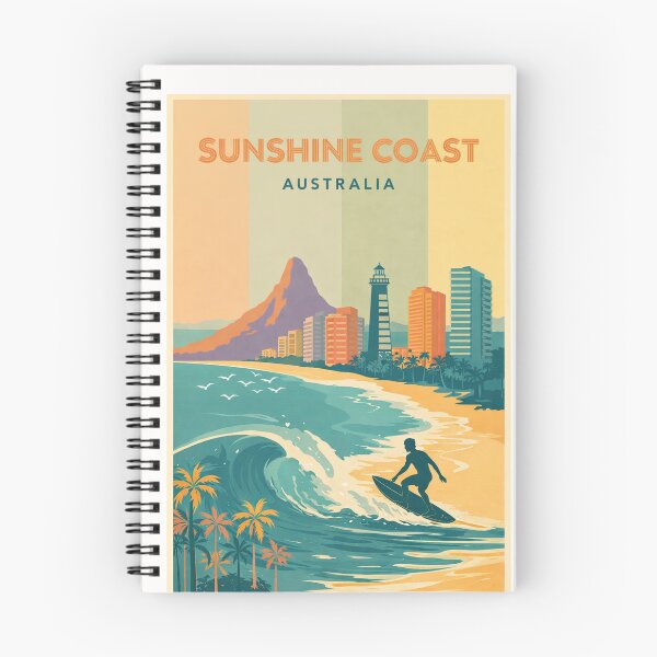 Item preview, Sunshine Coast Surfing with Lighthouse, Palm Trees and Mountain View designed and sold by Places On Earth.