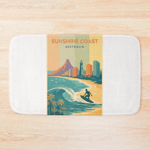 Item preview, Sunshine Coast Surfing with Lighthouse, Palm Trees and Mountain View designed and sold by Places On Earth.