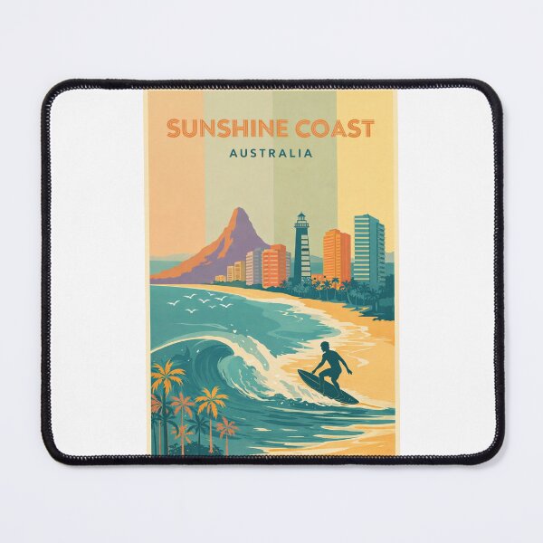 Item preview, Sunshine Coast Surfing with Lighthouse, Palm Trees and Mountain View designed and sold by Places On Earth.