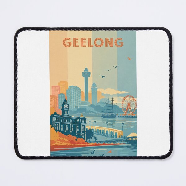 Item preview, Geelong Skyline with Town Hall, Ferris Wheel and Historic Tall Ship designed and sold by Places On Earth.
