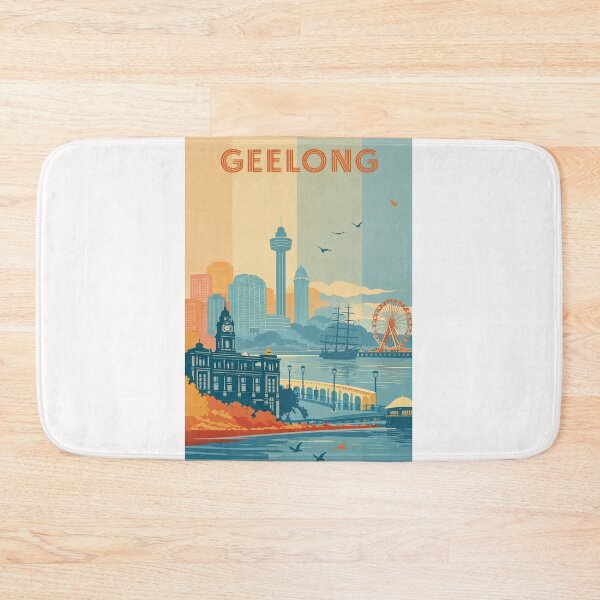Item preview, Geelong Skyline with Town Hall, Ferris Wheel and Historic Tall Ship designed and sold by Places On Earth.