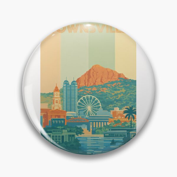 Item preview, Townsville Cityscape with Castle Hill, Ferris Wheel and Courthouse Clocktower designed and sold by Places On Earth.