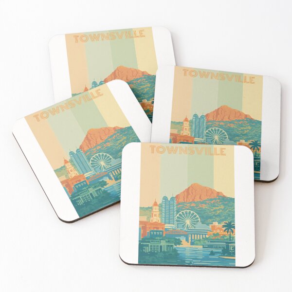 Item preview, Townsville Cityscape with Castle Hill, Ferris Wheel and Courthouse Clocktower designed and sold by Places On Earth.