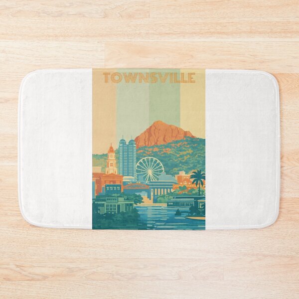 Item preview, Townsville Cityscape with Castle Hill, Ferris Wheel and Courthouse Clocktower designed and sold by Places On Earth.